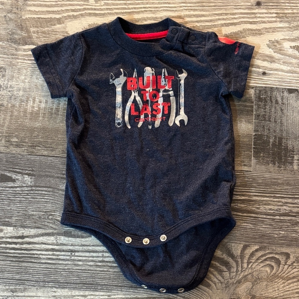 Carhartt Dark Blue Baby Bodysuit with Red Graphic